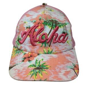 Aloha Snapback Trucker Hat Multi One Size Adjustable Mesh Back Tropical Print